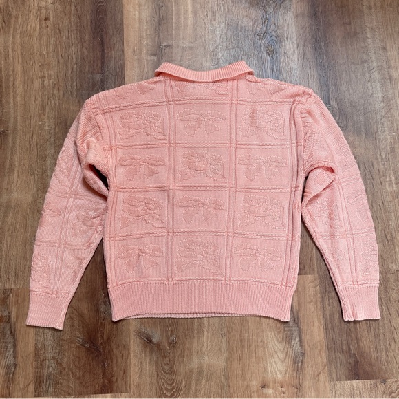 VTG 80s Avon Fashions Kawaii Collar Sweater Pink Floral‎ Embroidered Retro - Picture 2 of 10